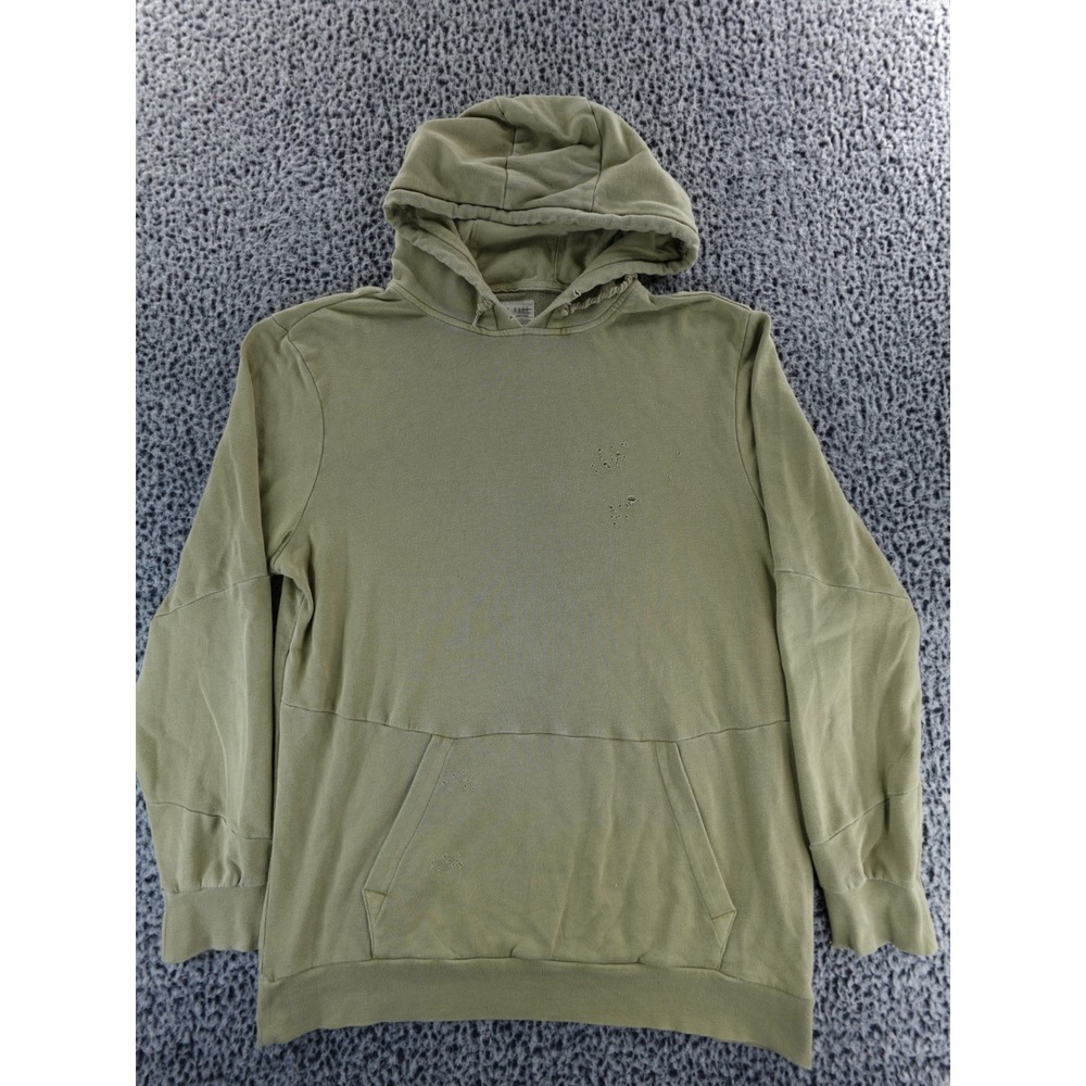 Ninth‎ Hall Olive Green Distressed Hoodie Pullover Pocket Sweatshirt XL